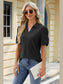 Women Eyelet Johnny Collar Puff Sleeve Blouse nicholesgifts