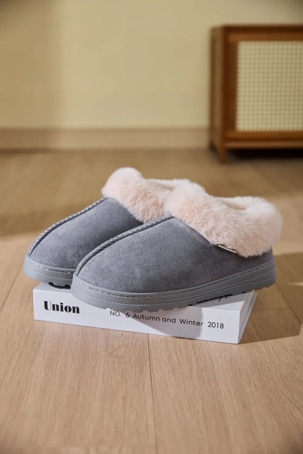 Women Faux Fur Round Toe Platform Slippers nicholesgifts