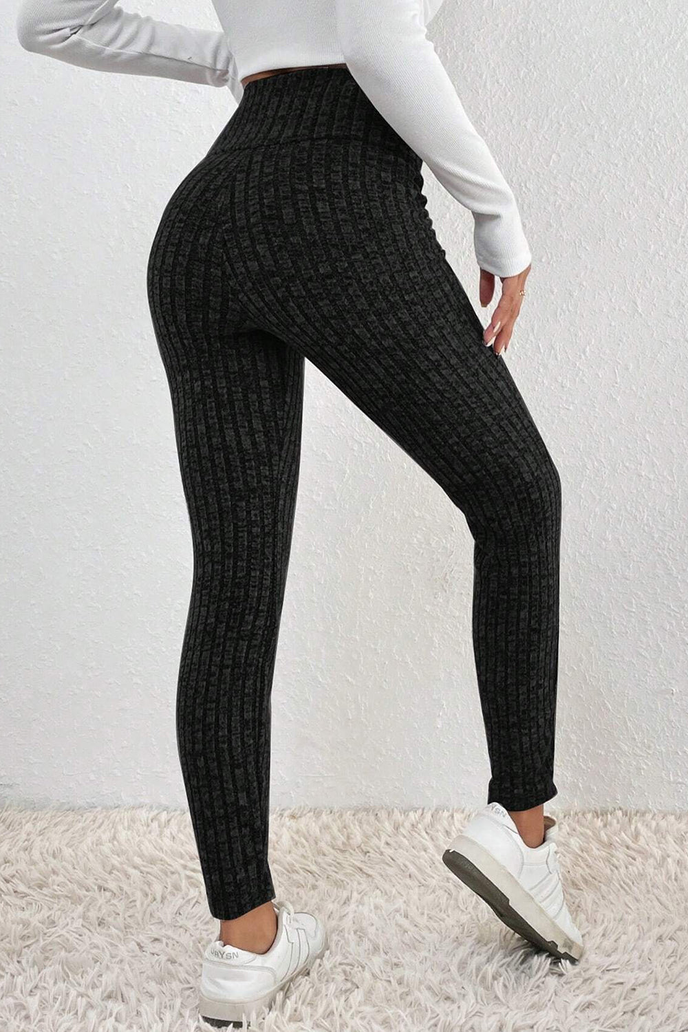 Women Ribbed High Waist Leggings nicholesgifts