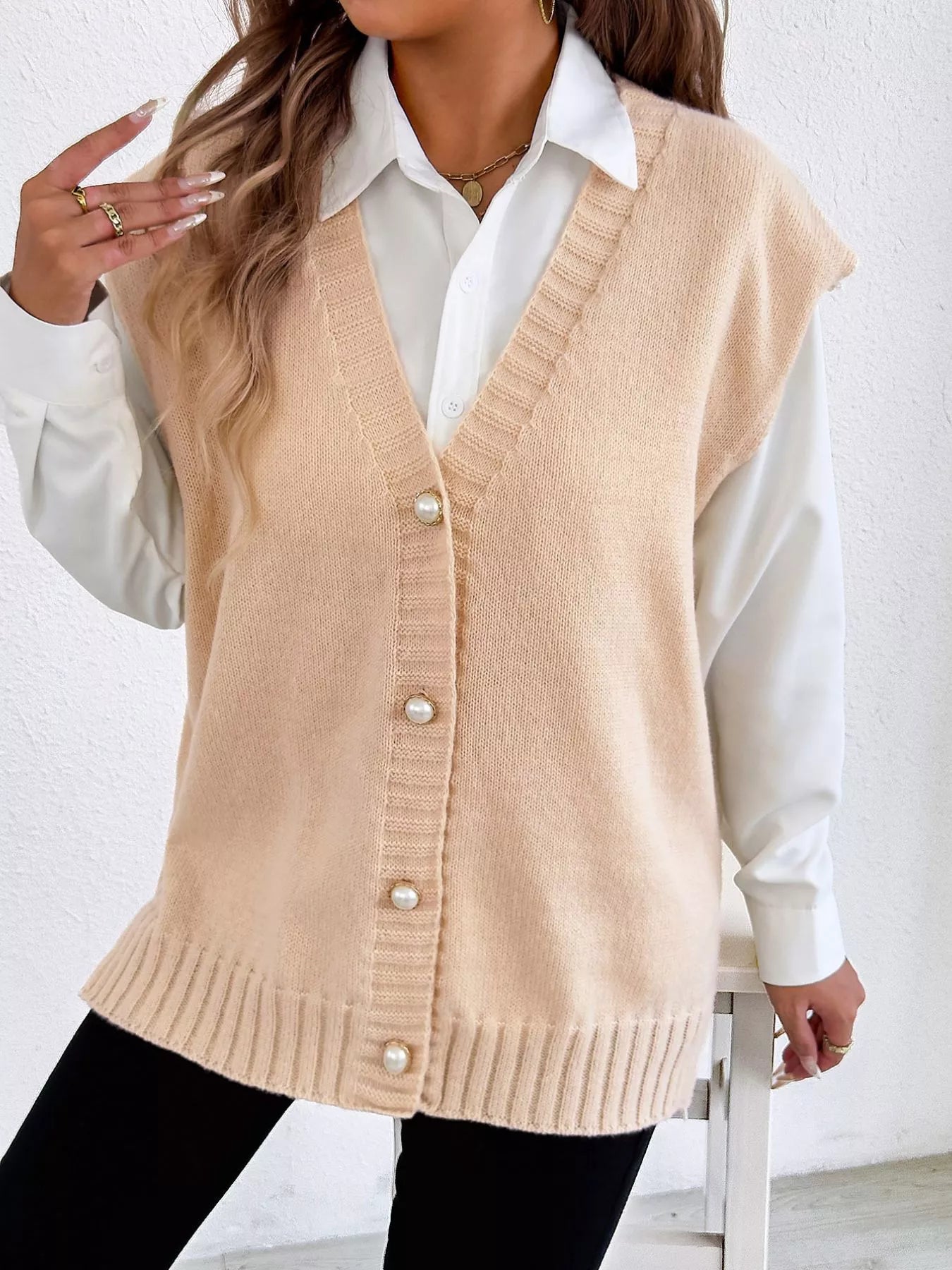 Button-Down Button Up Sweater Vest nicholesgifts