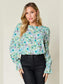 Double Take Full Size Printed Flounce Sleeve Blouse nicholesgifts