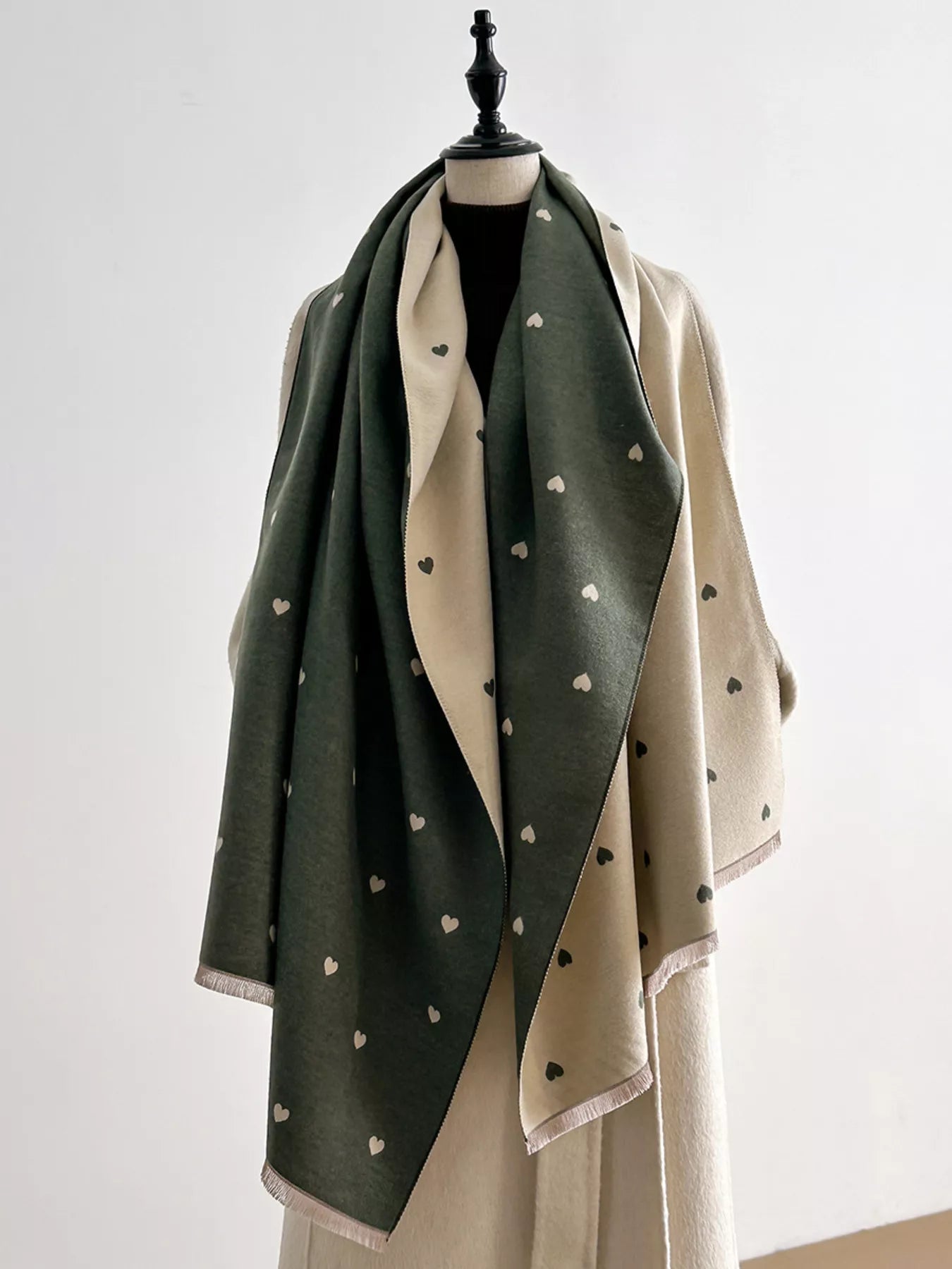 Women Heart Raw Hem Scarf For Valentine's Day Gift nicholesgifts
