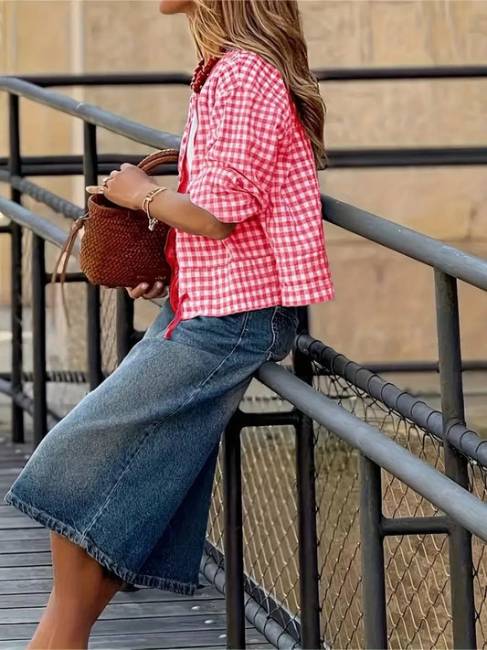 Plaid Zip Up Long Sleeve Jacket nicholesgifts