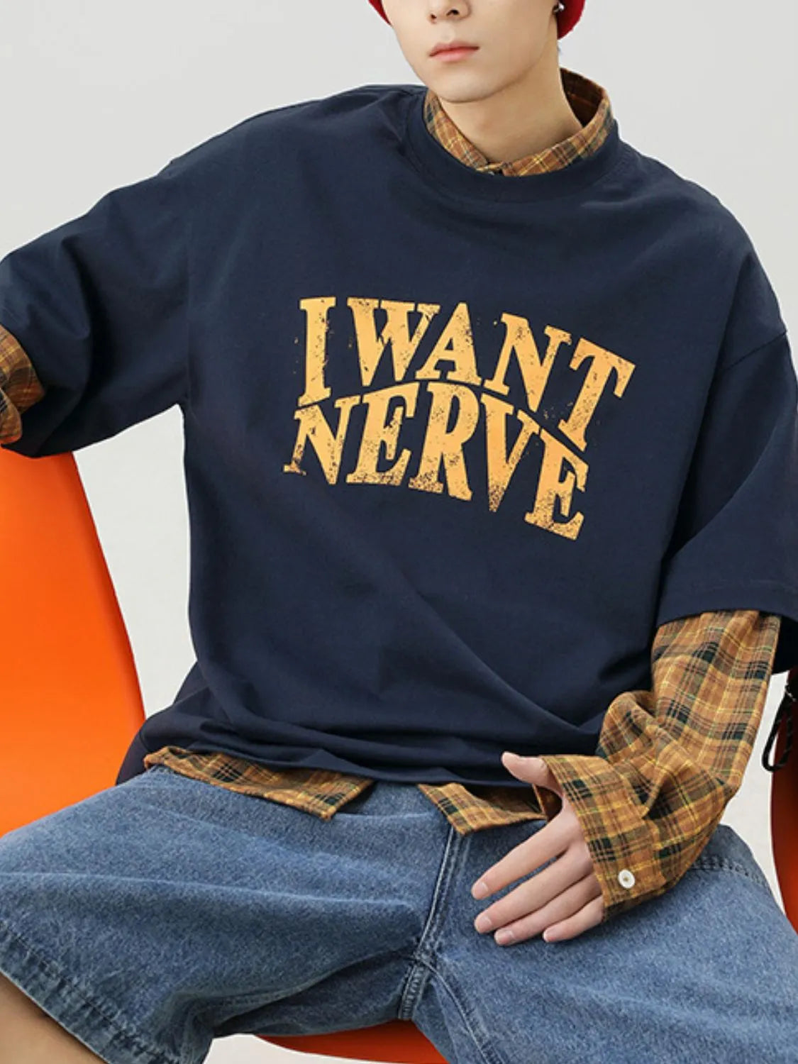 Men's Plus Size Round Neck Letter Graphic T-Shirt Trendsi
