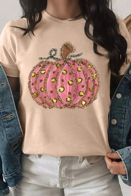 Pumpkin Round Neck Short Sleeve T-Shirt NicholesGifts