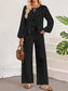 Tie Neck Balloon Sleeve Top and Pants Set nicholesgifts