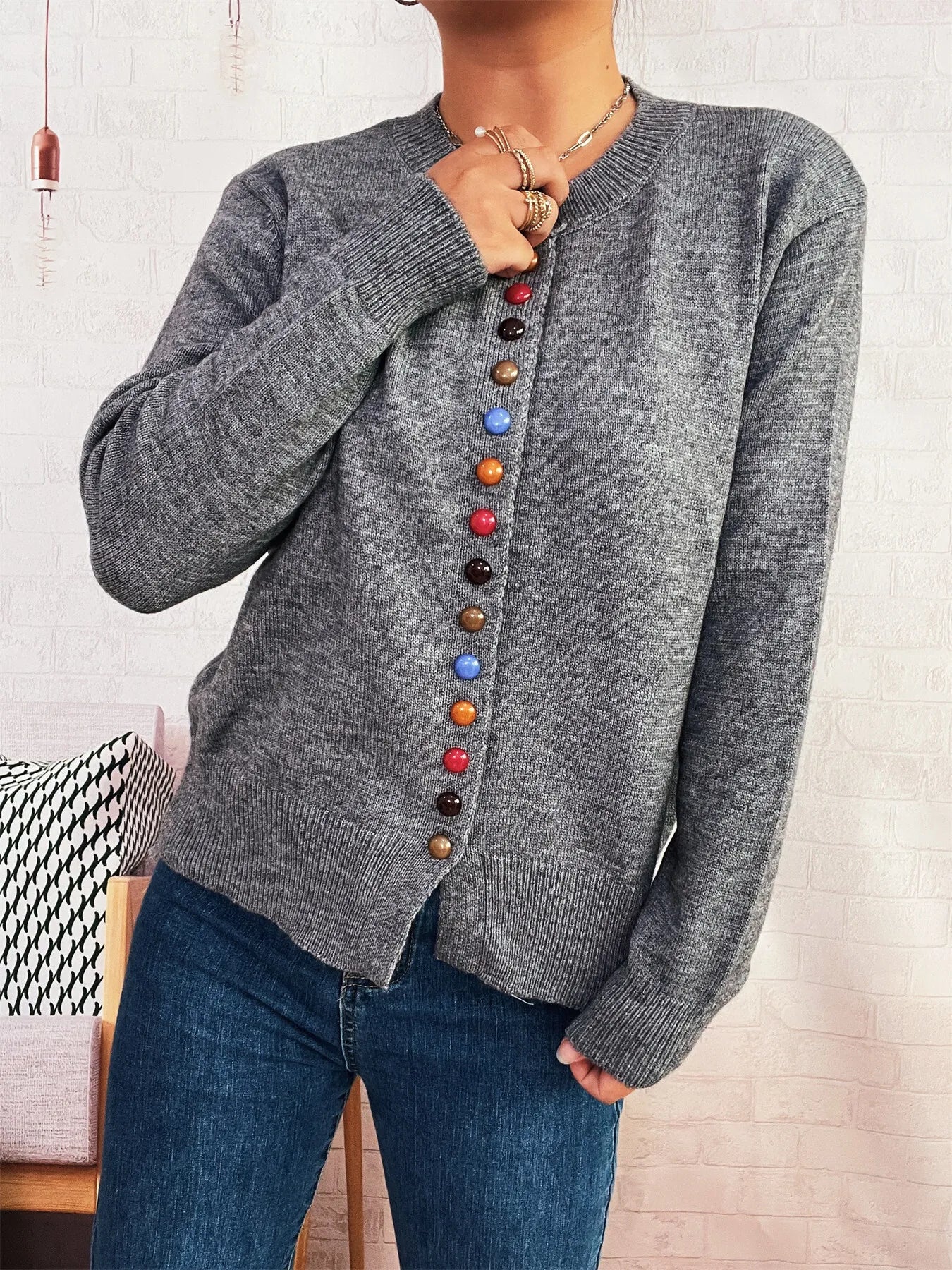 Button Up Long Sleeve Cardigan