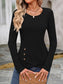Decorative Button Round Neck Long Sleeve T-Shirt nicholesgifts