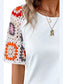 Geometric Round Neck Short Sleeve Blouse nicholesgifts