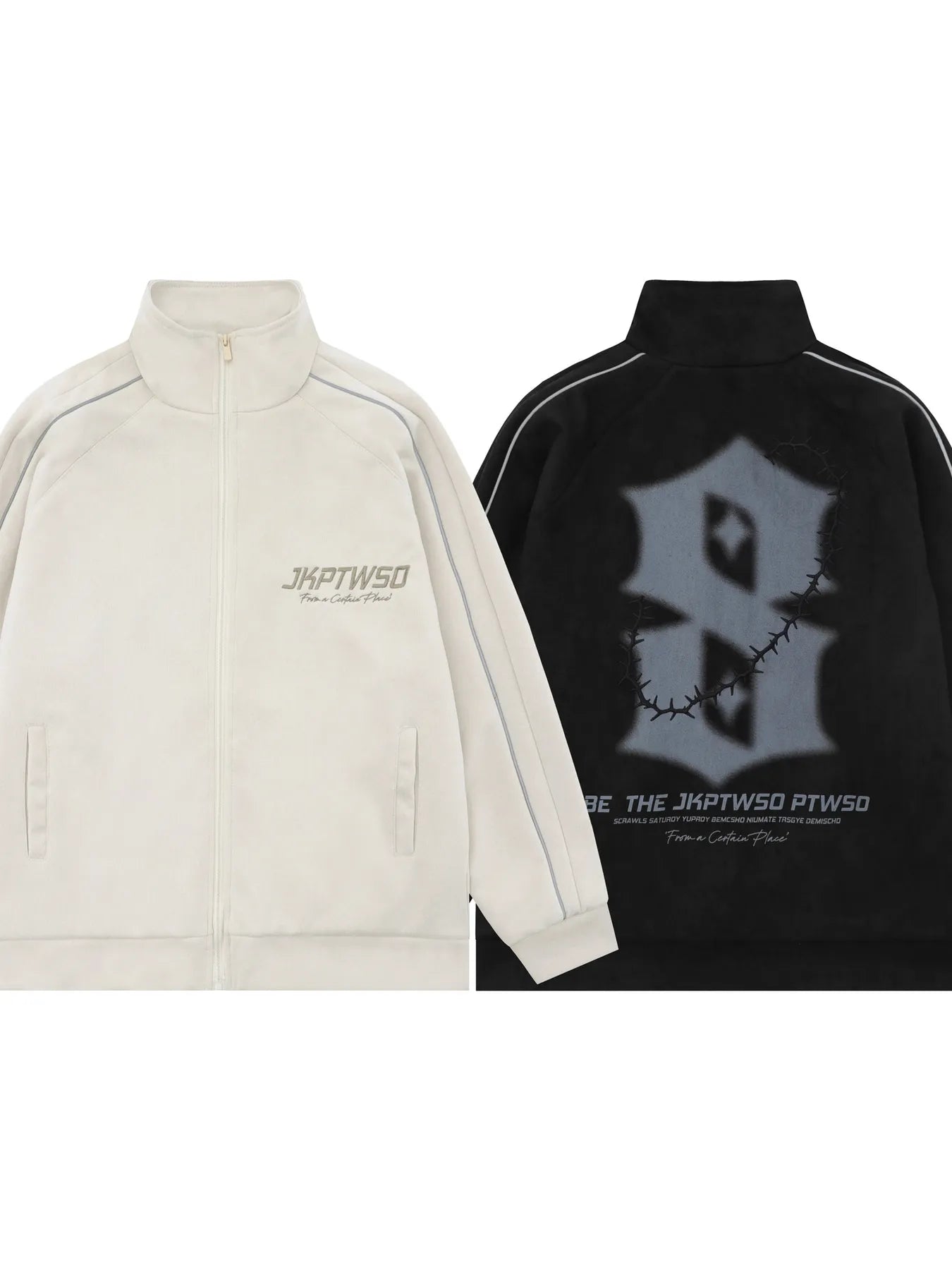 Men's Letter Graphic Track Jacket with Contrast Trim Trendsi