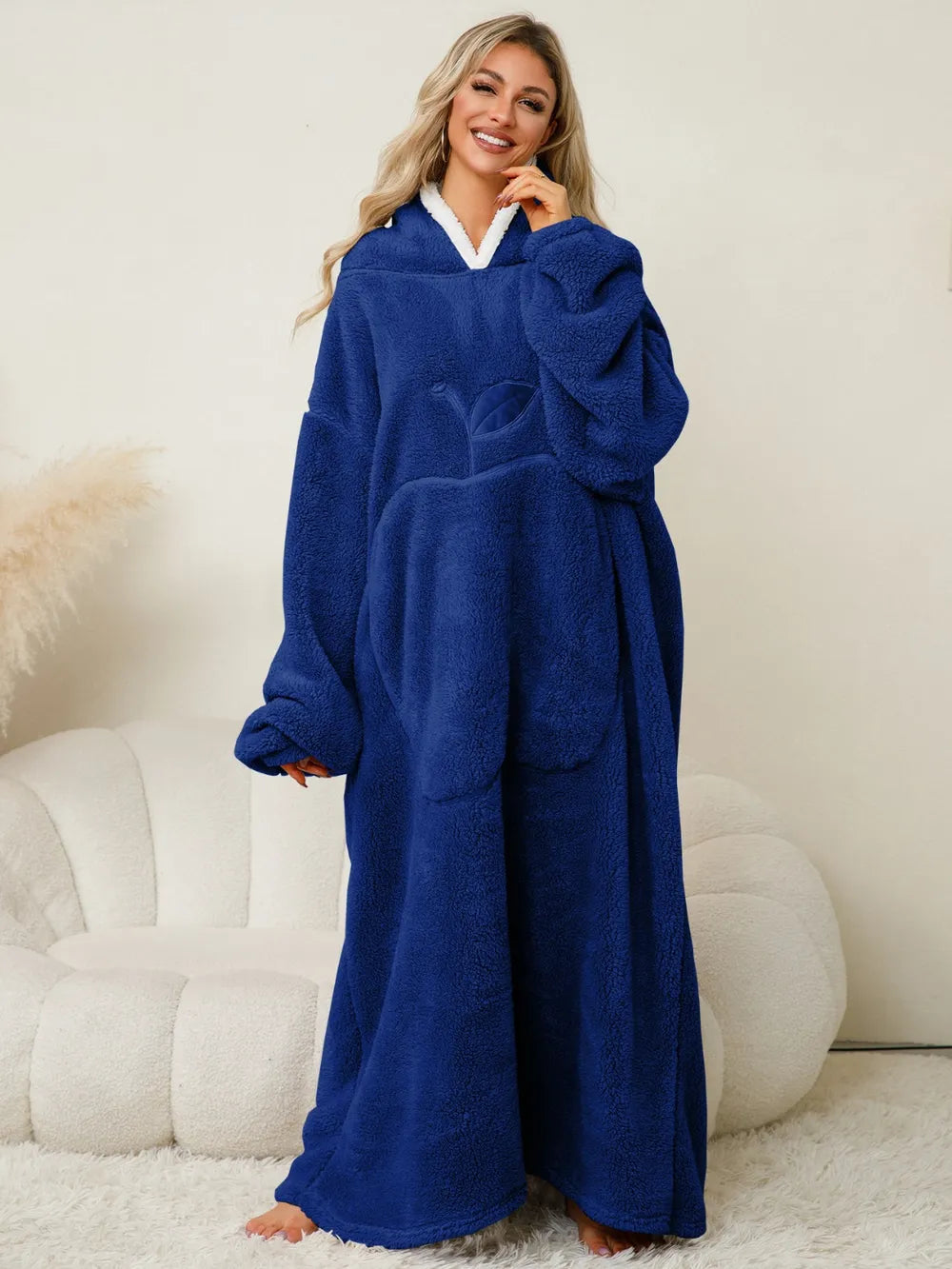 Pocketed Contrast Long Sleeve Hooded Lounge Dress nicholesgifts