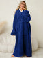 Pocketed Contrast Long Sleeve Hooded Lounge Dress nicholesgifts