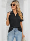 Women Johnny Collar Short Sleeve Blouse nicholesgifts
