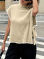 Ribbed Turtleneck Sweater Vest with Contrast Trim nicholesgifts