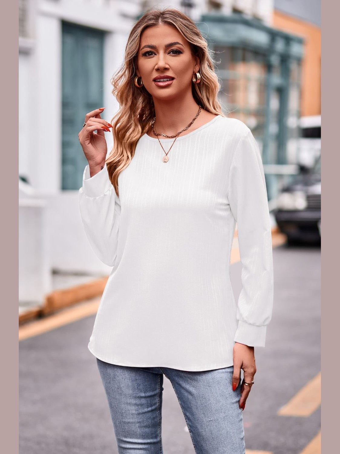 Round Neck Long Sleeve Tee NicholesGifts