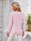 Decorative Button Openwork V-Neck T-Shirt nicholesgifts