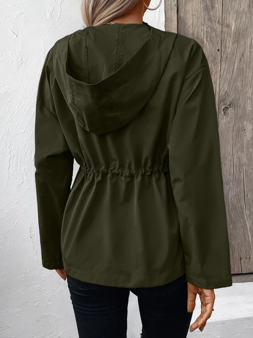 Ivy Lane Drawstring Zip Up Hooded Jacket nicholesgifts