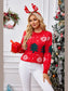 Women Christmas Tree Round Neck Long Sleeve Sweater nicholesgifts