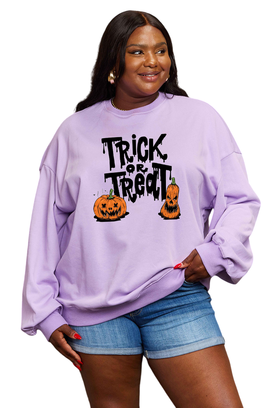 Women Simply Love Full Size Trick Or Treat Graphic Halloween Sweatshirt NicholesGifts