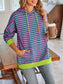 Lovelet Drawstring Striped Long Sleeve Hoodie Trendsi