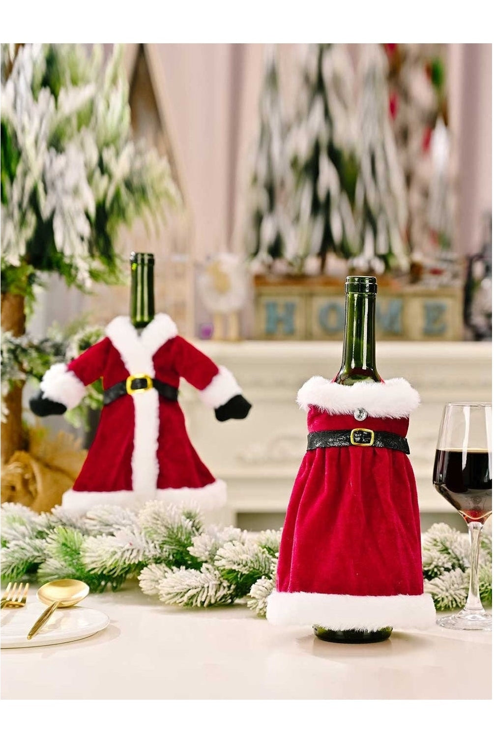 2-Pack Christmas Dress Wine Bottle Covers nicholesgifts