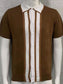 Men's Collared Neck Striped Contrast Knit Polo nicholesgifts