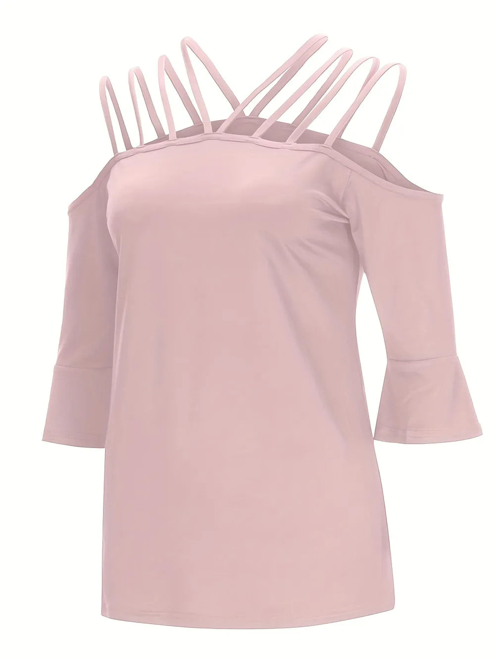Full Size Cold Shoulder Three-Quarter Sleeve Blouse nicholesgifts