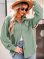 Textured Button Up Long Sleeve Shacket nicholesgifts