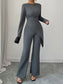 Asymmetric Long Sleeve Top and Pants Set nicholesgifts