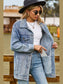 Buttoned Collared Neck Denim Jacket with Pockets nicholesgifts