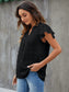 Swiss Dot Notched Flutter Sleeve Blouse nicholesgifts