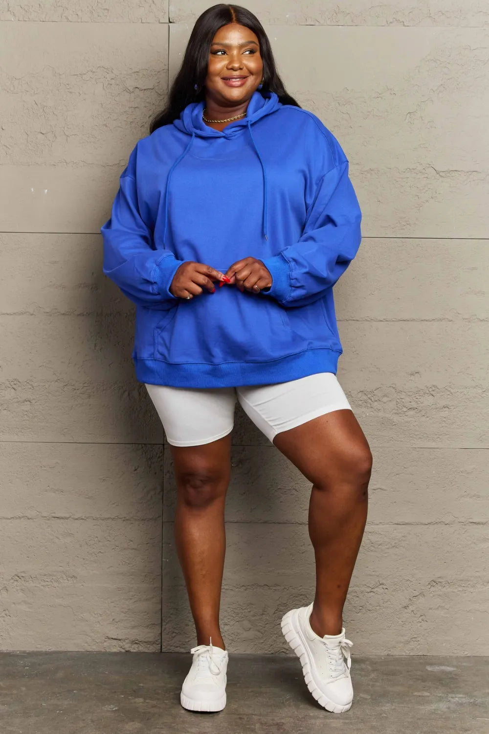 Full Size Drawstring Long Sleeve Hoodie Trendsi