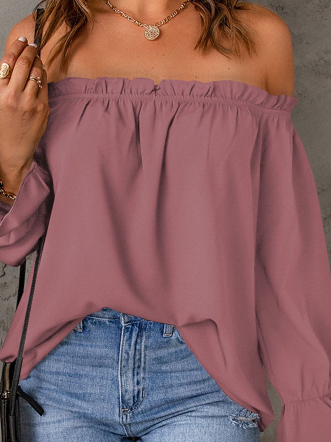 Off-Shoulder Flounce Sleeve Blouse NicholesGifts