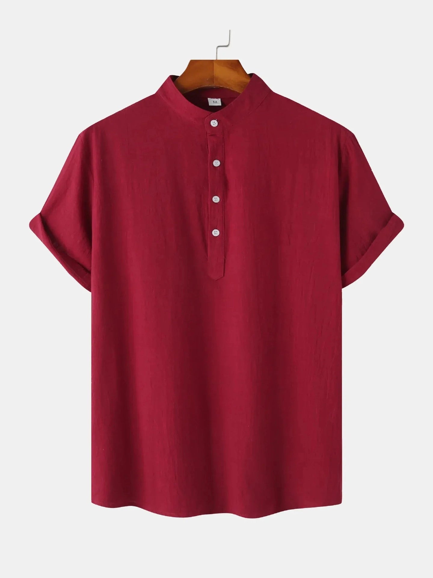 Men's Mandarin Collar Short Sleeve Henley Shirt NicholesGifts