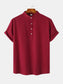 Men's Mandarin Collar Short Sleeve Henley Shirt nicholesgifts