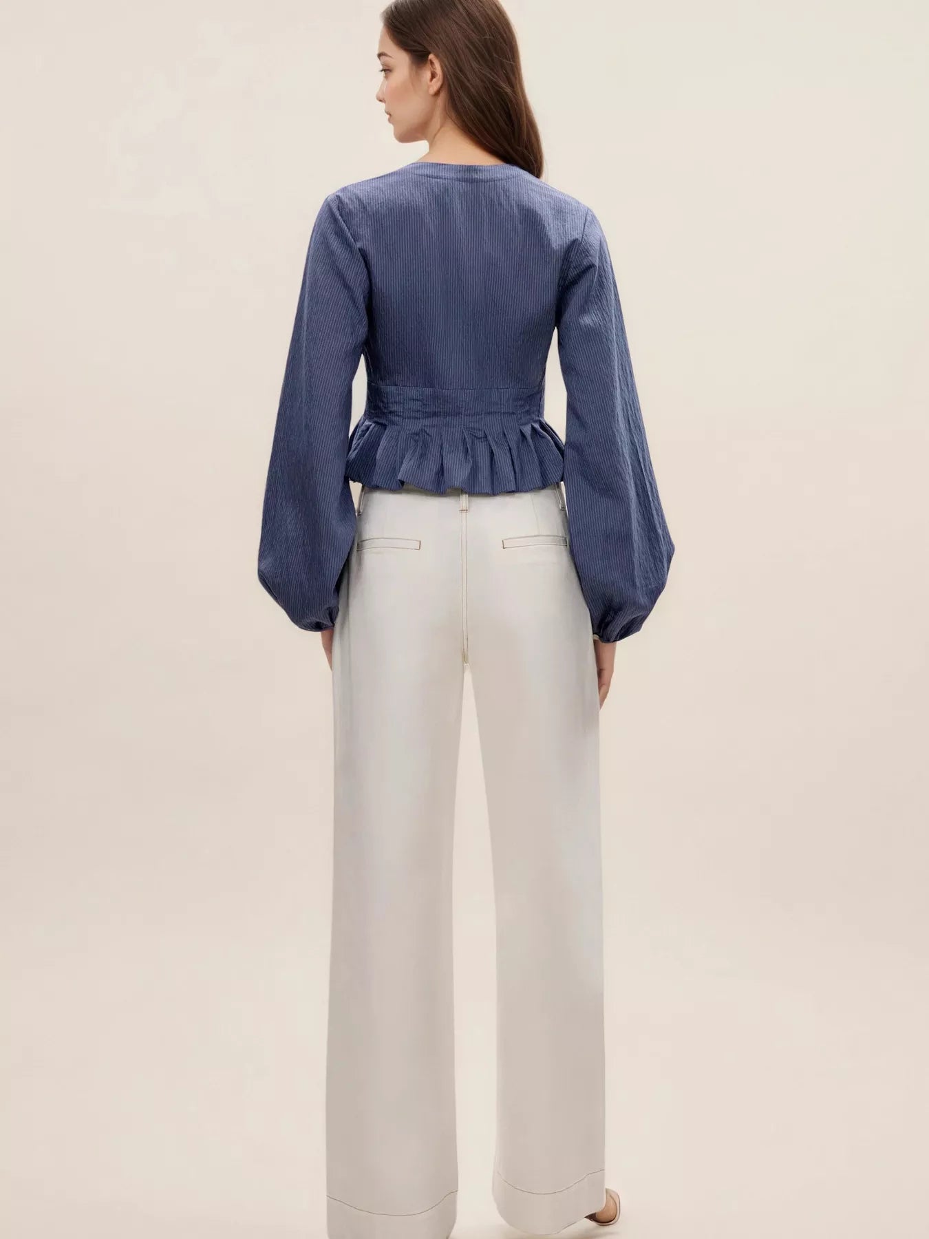 Ruffled Hem Balloon Sleeve Blouse Trendsi