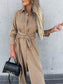 Button Front Long Sleeve Shirt Dress nicholesgifts