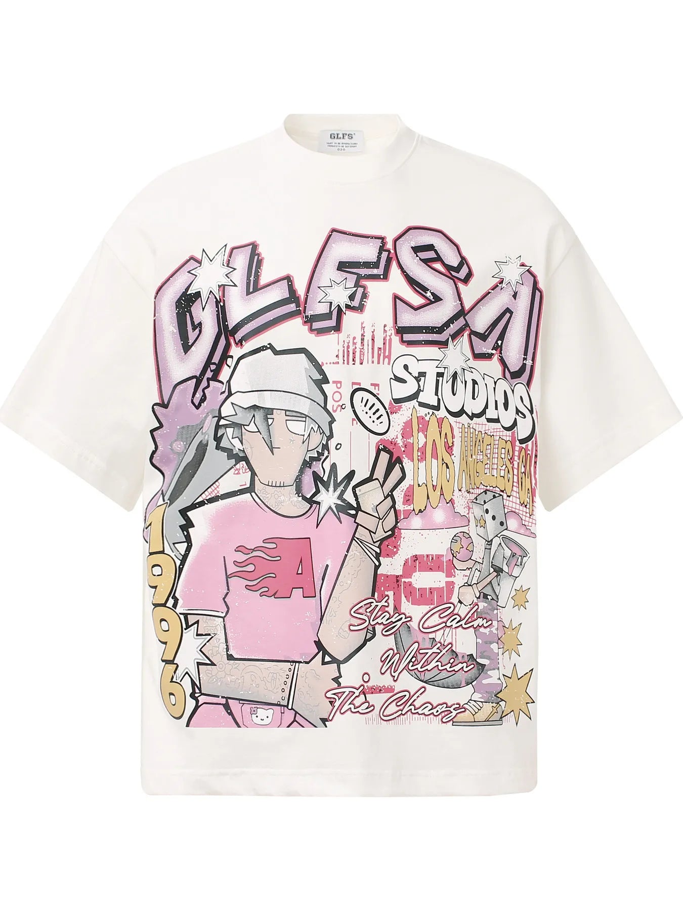 Men's Washed Anime Graphic Oversized T-Shirt Trendsi