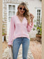 Eyelet Lace Trim Flounce Sleeve Blouse nicholesgifts