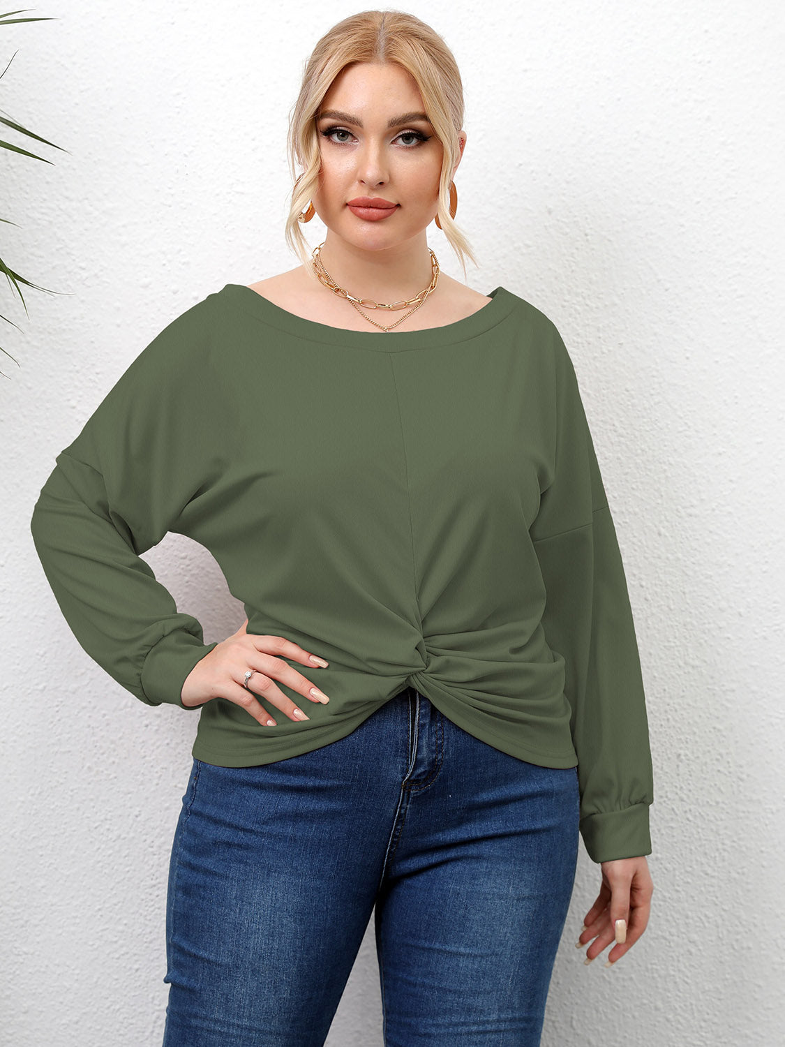 Plus Size Twisted Drop Shoulder T-Shirt NicholesGifts