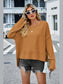 High-Low Slit Round Neck Long Sleeve Sweater nicholesgifts