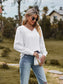 Swiss Dot V-Neck Long Sleeve Blouse nicholesgifts