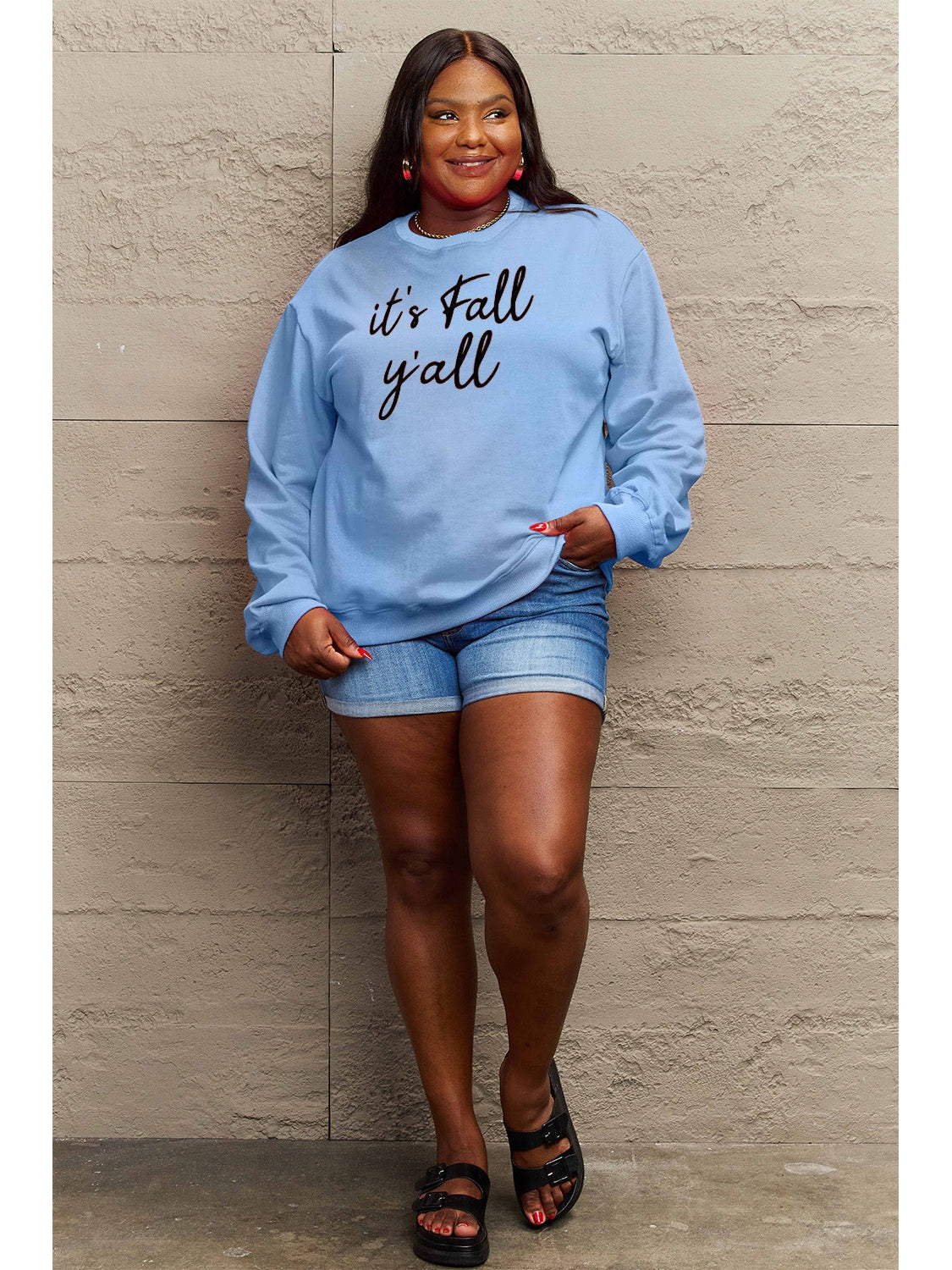 Simply Love Full Size IT'S FALL Y'ALL Graphic Sweatshirt nicholesgifts