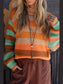 Women Striped Rainbow Long Sleeve Sweater nicholesgifts