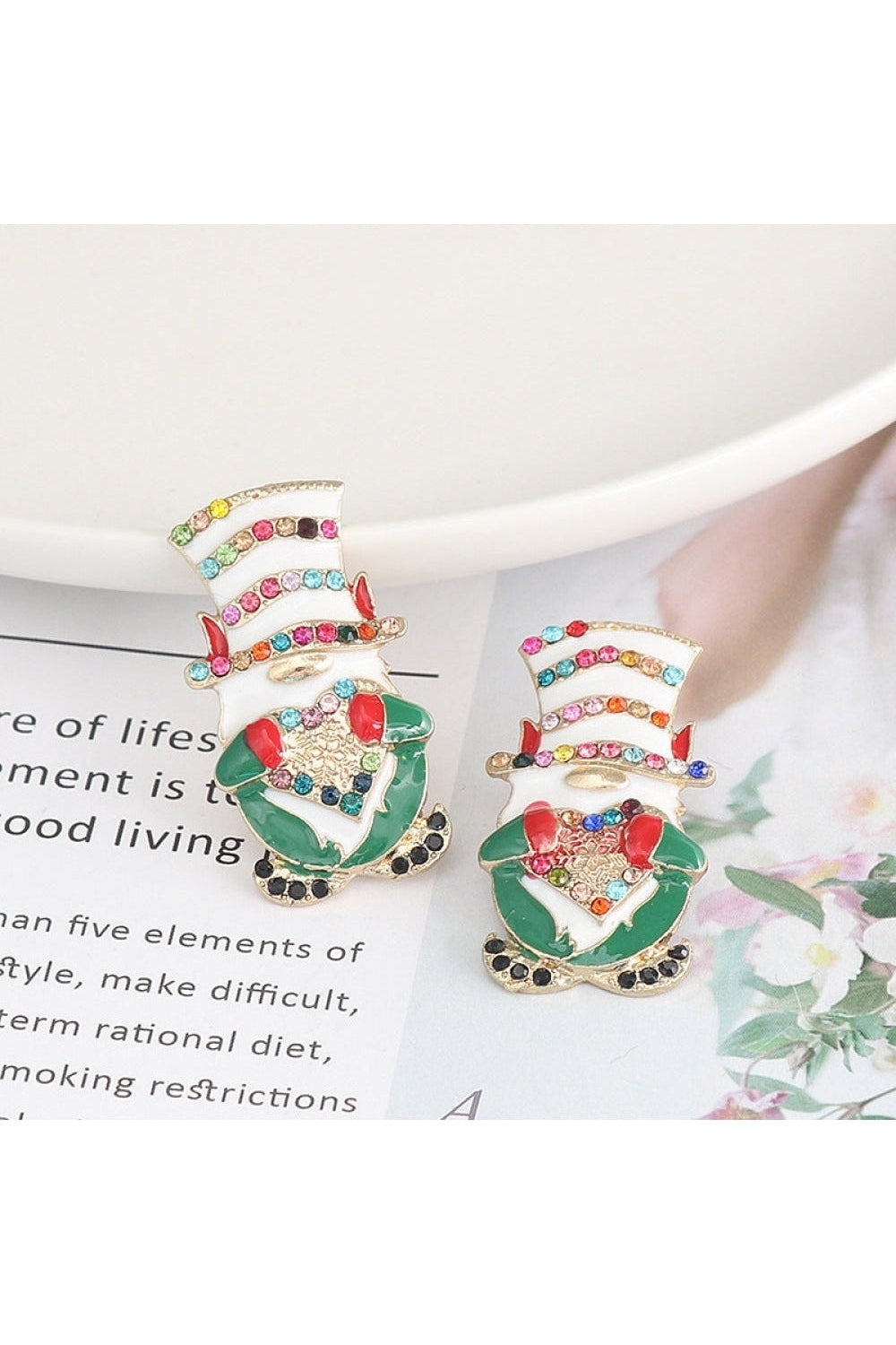 Rhinestone Alloy Santa Earrings nicholesgifts