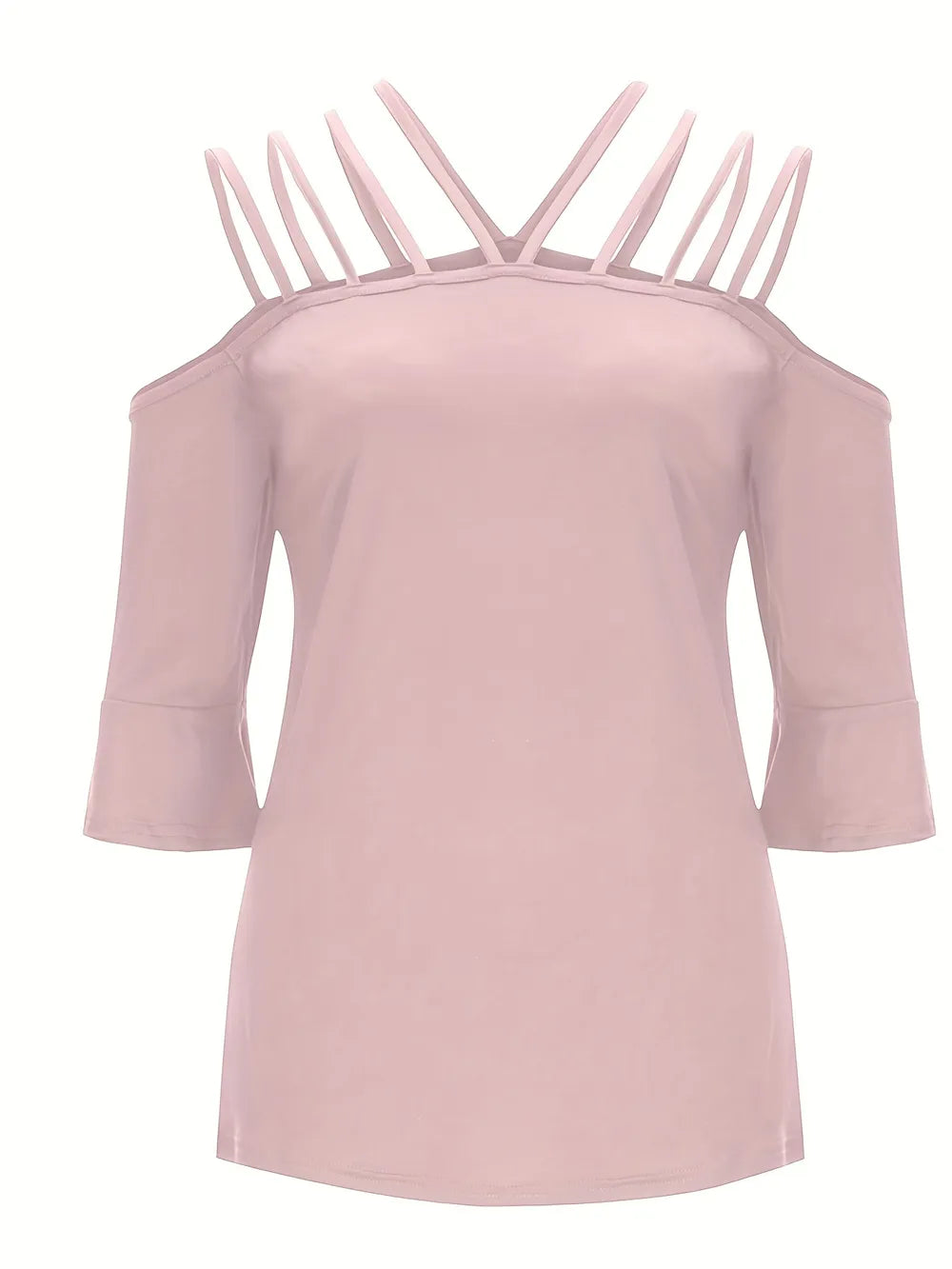 Full Size Cold Shoulder Three-Quarter Sleeve Blouse nicholesgifts