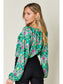 Women Double Take Full Size Printed Balloon Sleeve Blouse nicholesgifts