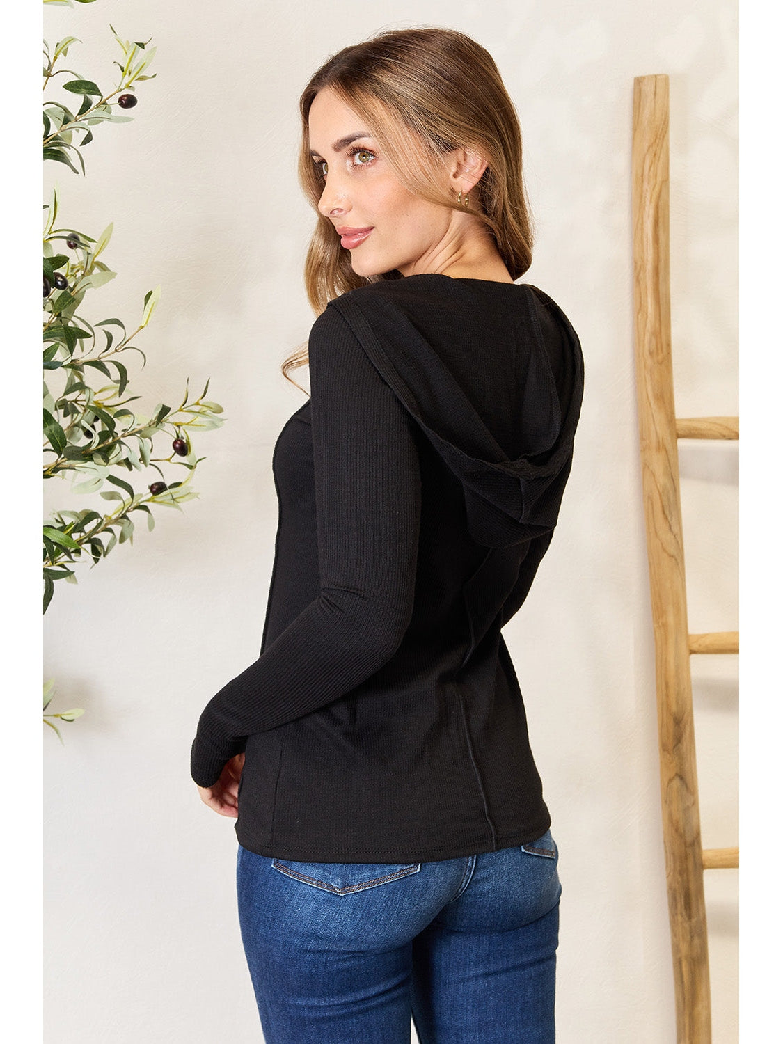 Culture Code Full Size Exposed Seam Long Sleeve Hoodie nicholesgifts