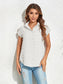 Women Swiss Dot Button Up Cap Sleeve Shirt nicholesgifts
