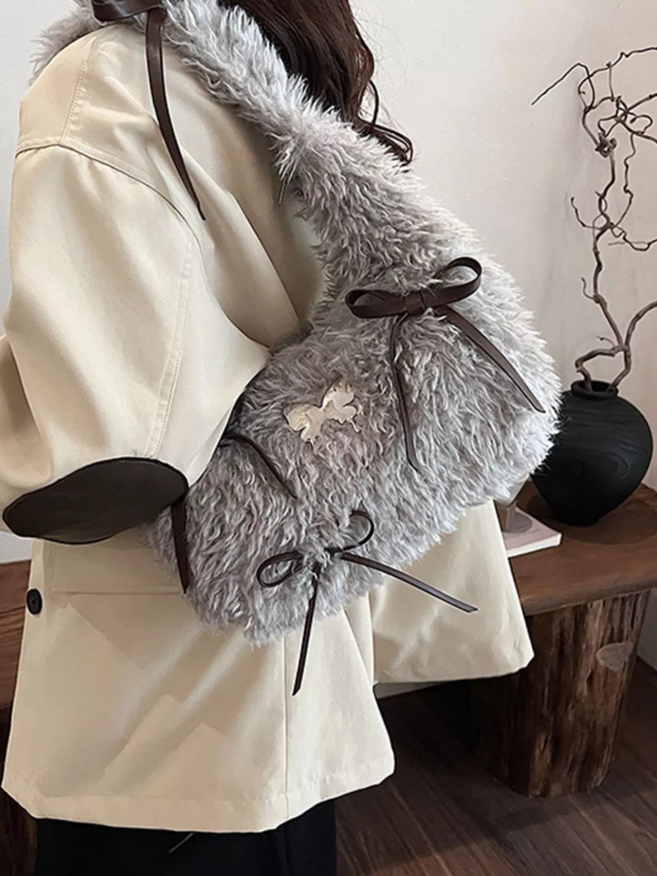 Fluffy Bow Shoulder Bag nicholesgifts